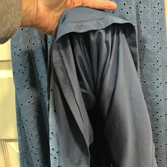 Anthropologie HUTCH Olivia Eyelet Blue Skater Dress Coastal Vacation Medium - Picture 9 of 16